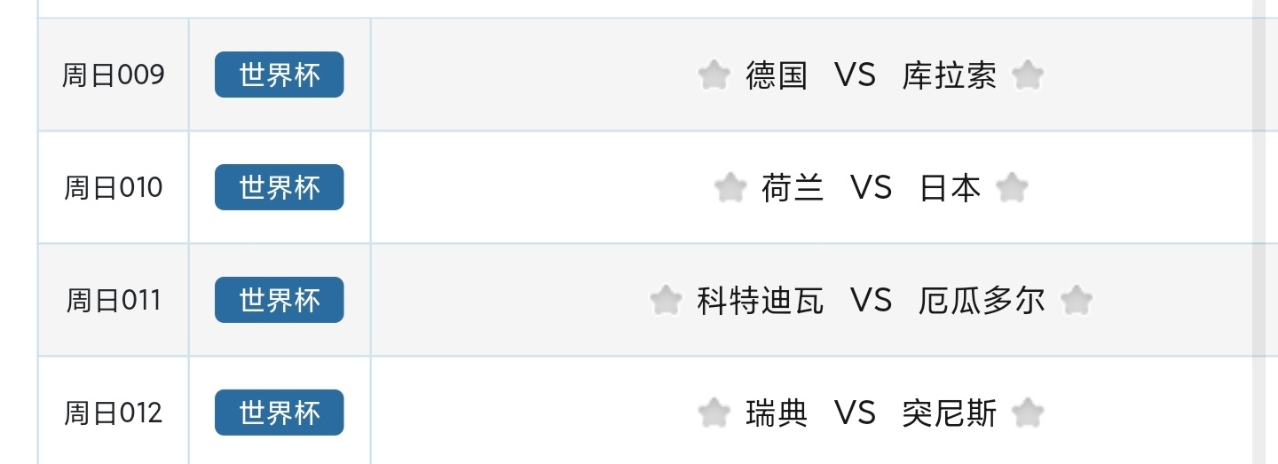 周日足球推荐 扫盘如下更多足球计划臻选周日009 世界杯 德国vs库拉索推荐 让