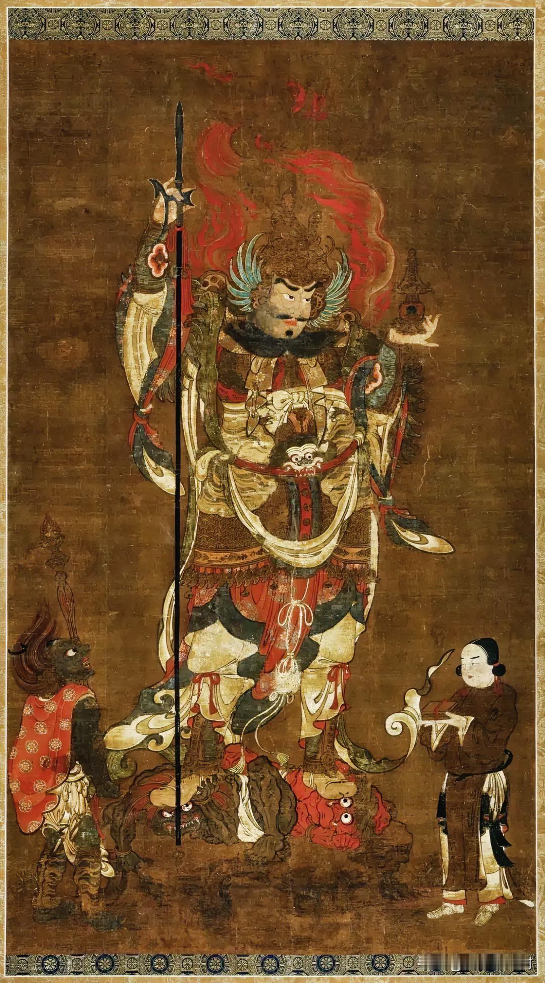 威风凛凛的东方护法战神！古绢本毗沙门天，一身兼具护法、财神、智慧三重福报
 
很