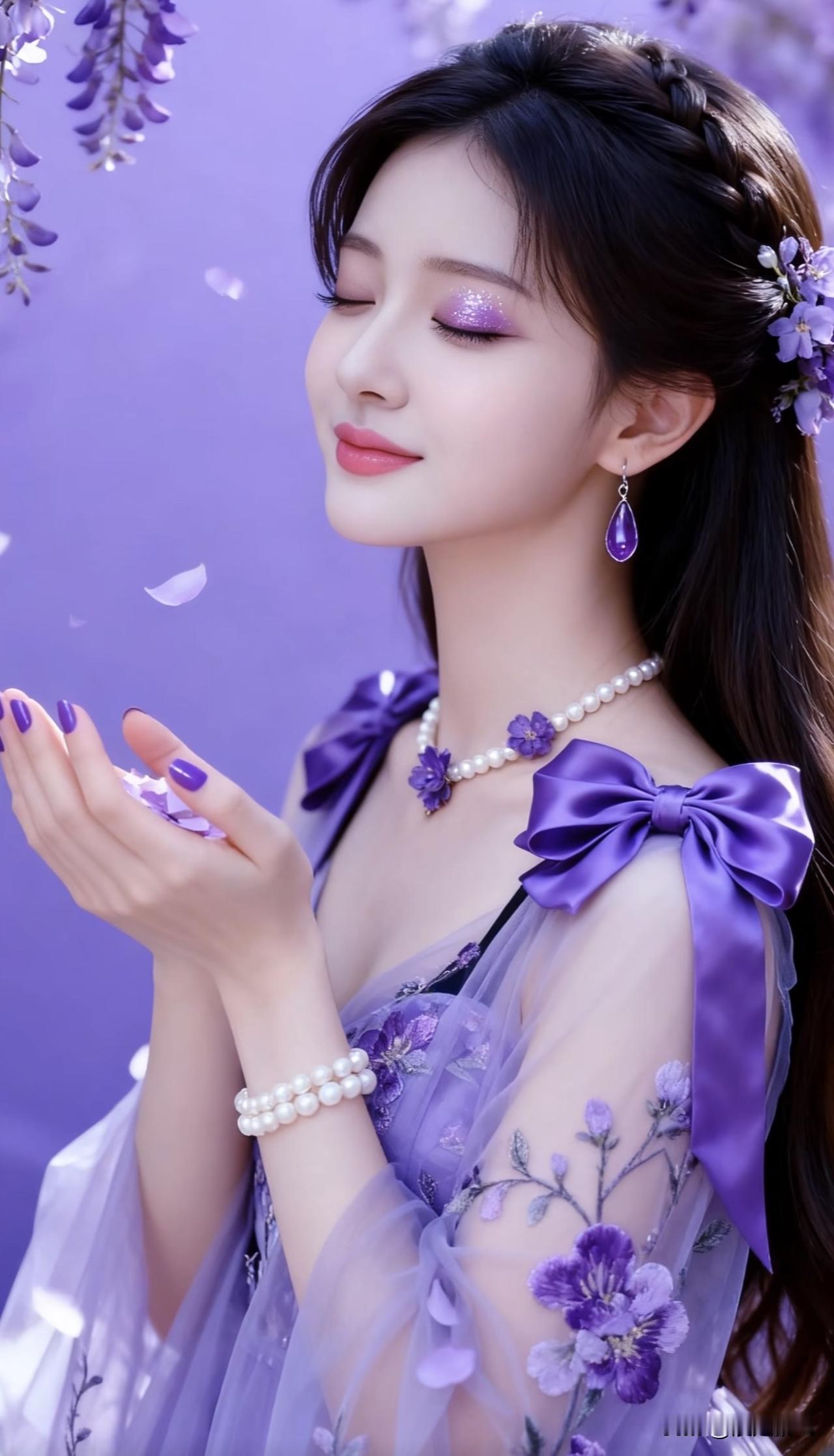紫衣美人，花间弄影。紫衣佳人写真 紫裘美人图 紫裘美人图 紫蝶长裙 紫蝶长裙 紫