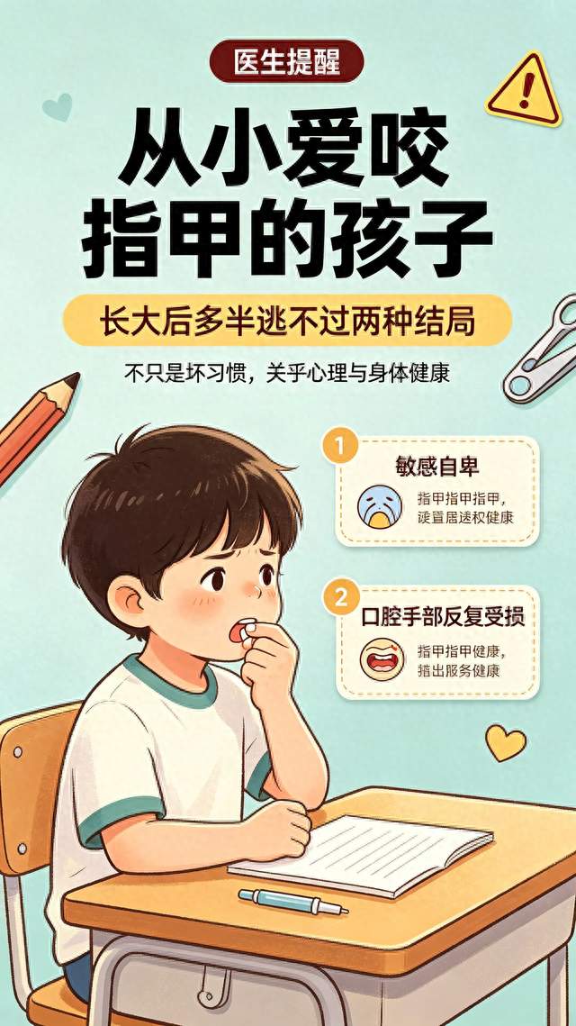从小爱“咬指甲”的孩子，医生坦言：长大后，大半逃不过两种结局