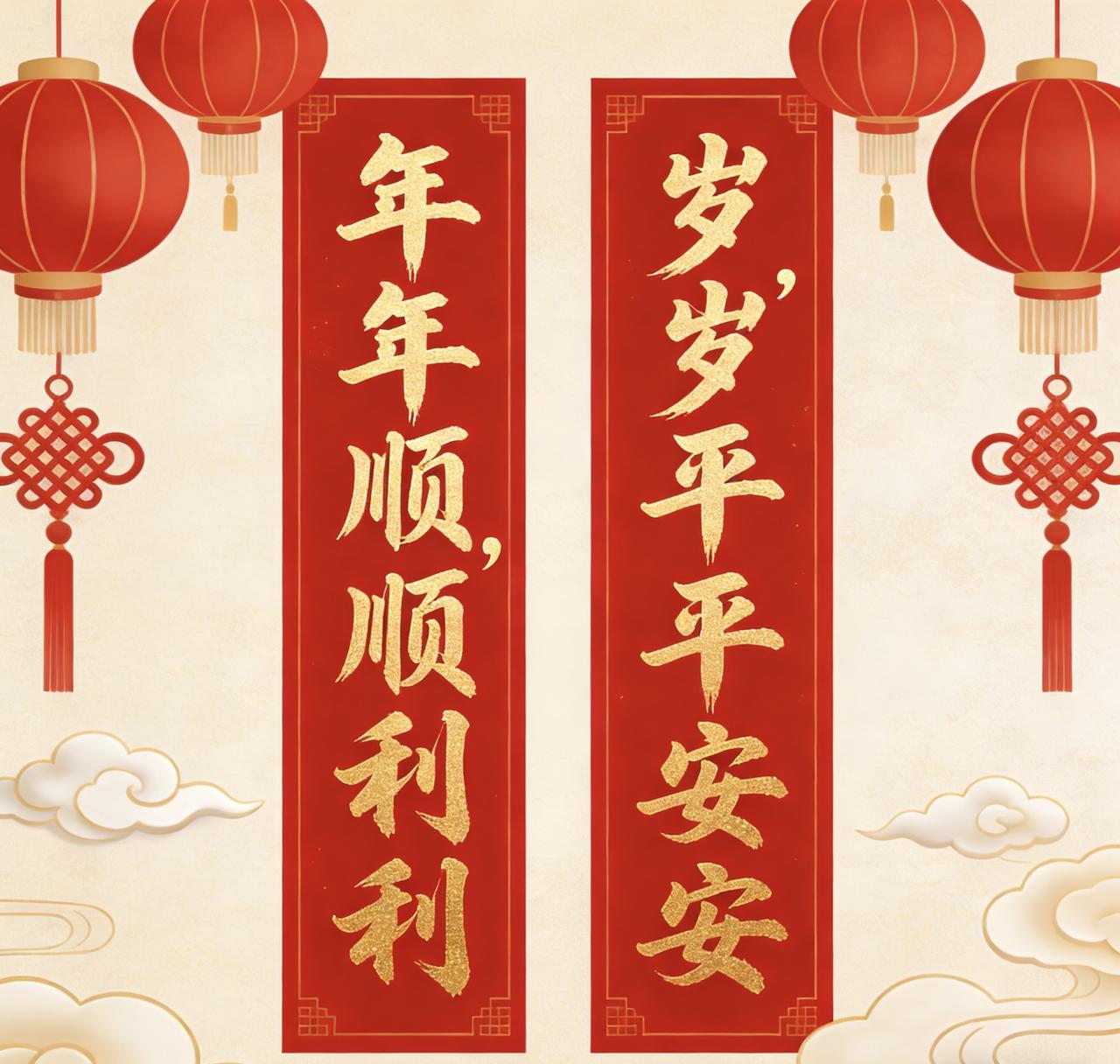 年年顺顺利利，求下联岁岁平平安安，事事圆圆满满，家家和和美美