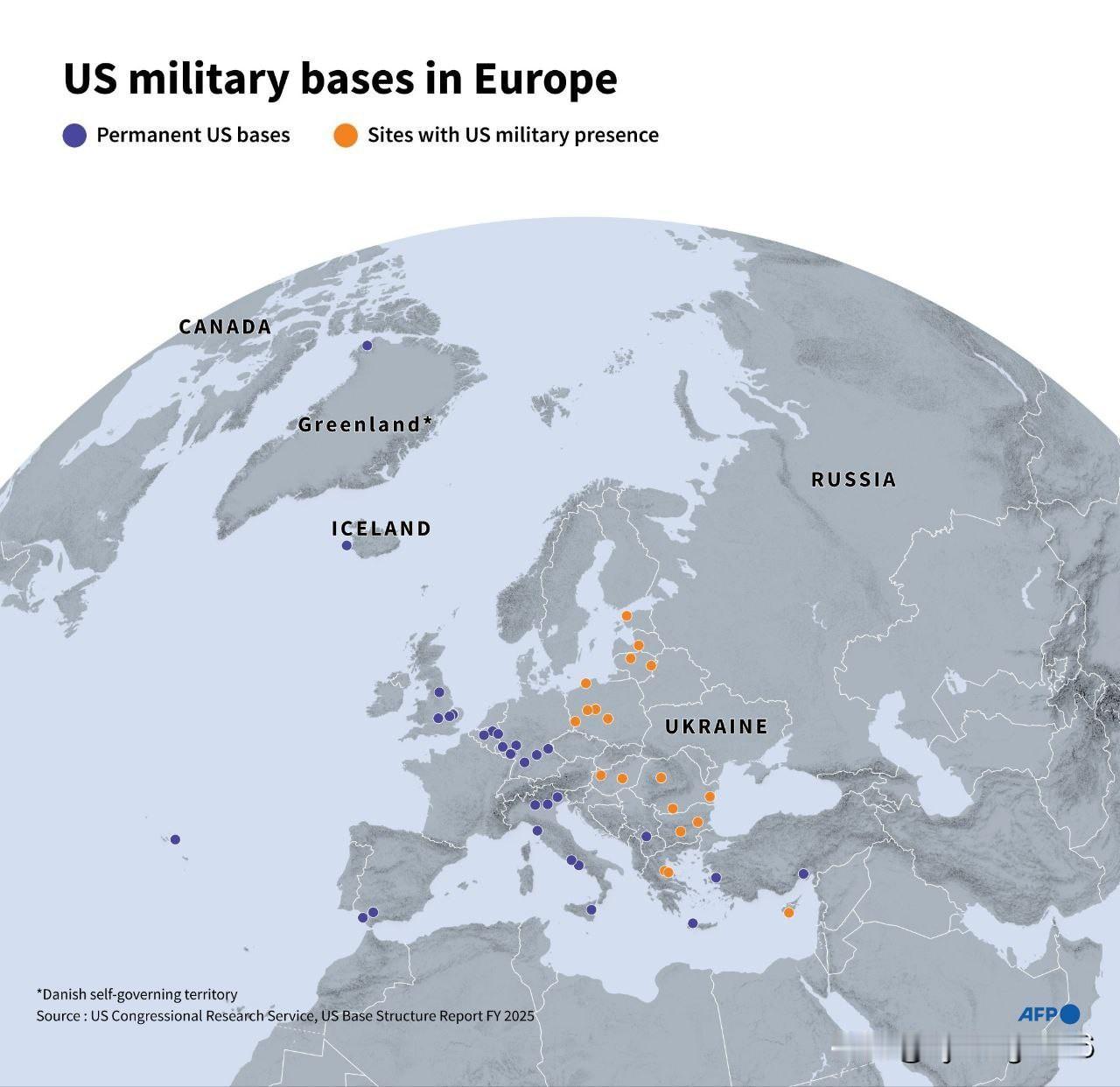 🇺🇸🇪🇺美国在欧洲的军事基地地图