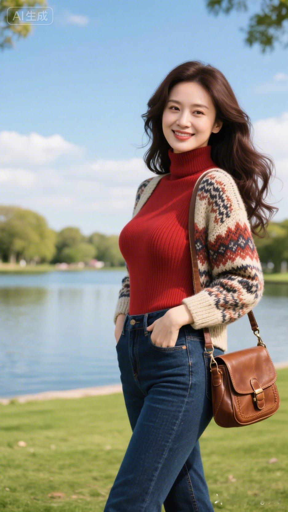 秋日穿搭指南：红毛衣+牛仔裤，温暖又时尚！🍂👗👖