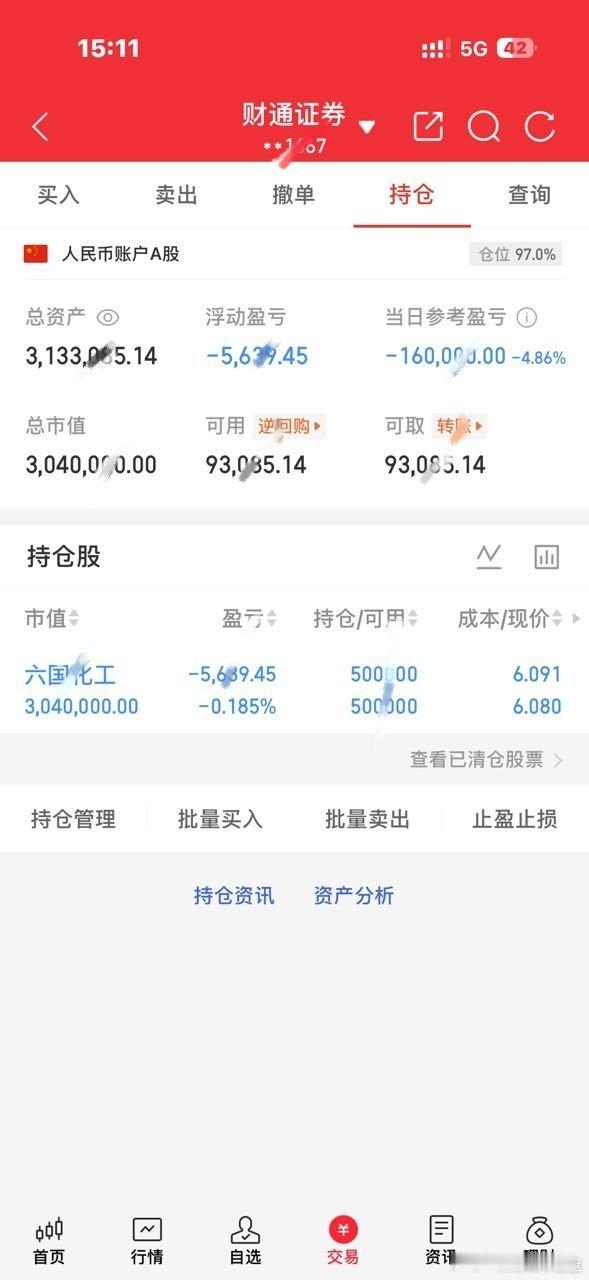 今日操作继续持有：六国HG    看到的朋友点个赞，扣一波“178”支持周雨玲，