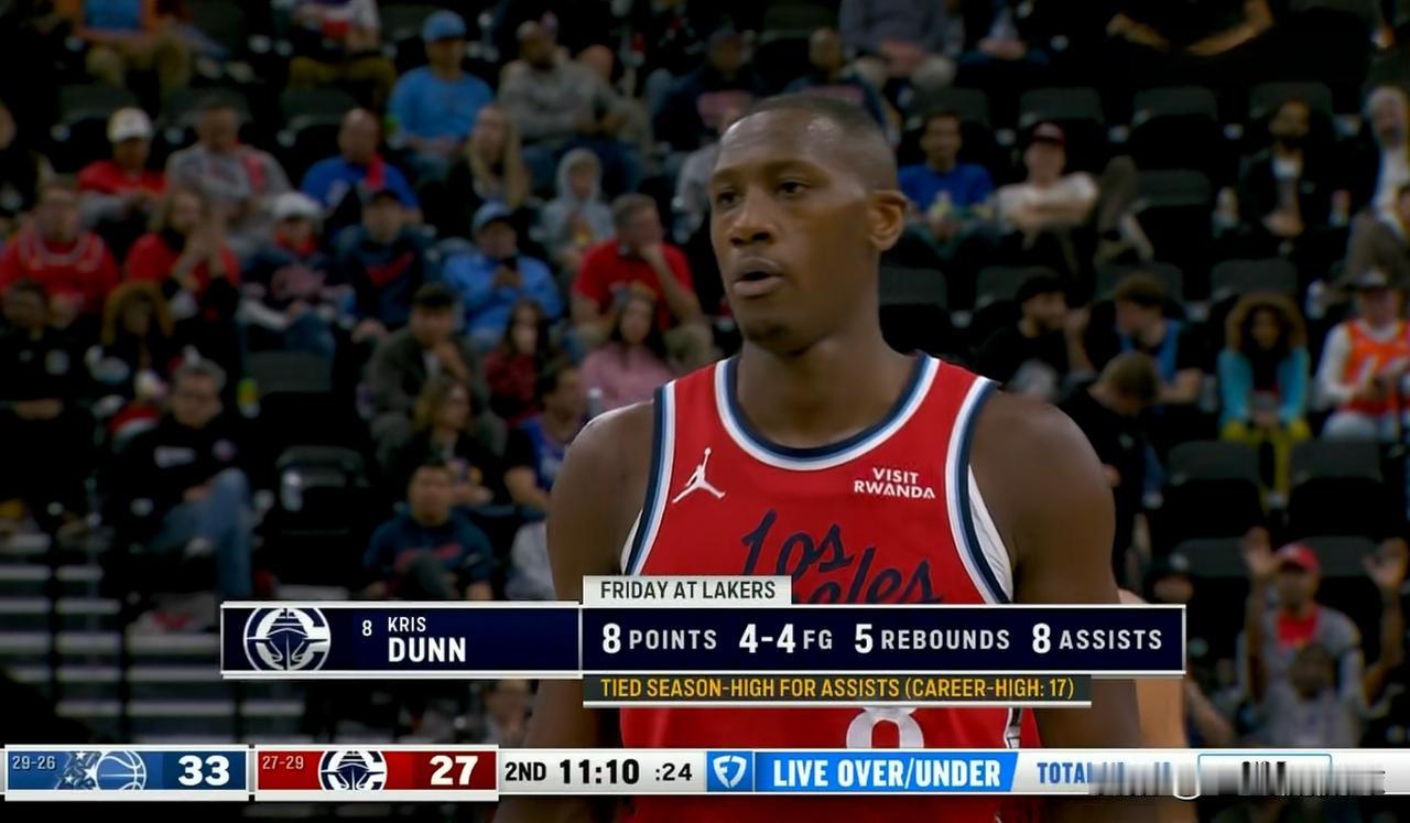 快船大将邓恩真是无法胜任球队的首发控卫！在今天快船主场以109：111输给魔术的