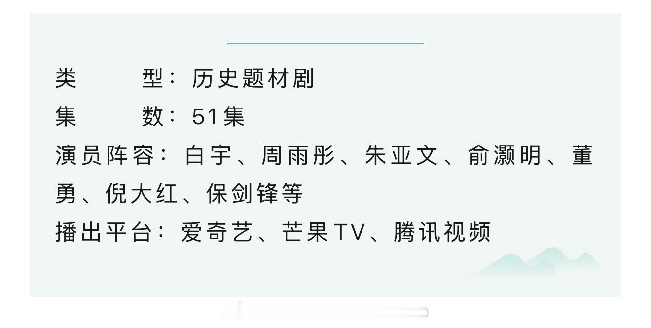 白宇、周雨彤、朱亚文历史剧《太平年》播前招商，预计12月在央视、爱奇艺、芒果TV