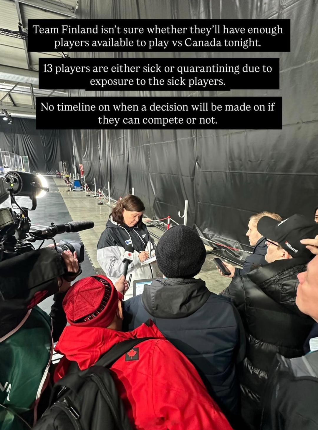 什么！?米兰冬奥会女子冰球项目 芬兰对加拿大因诺如病毒感染推迟运动员都要保护好自