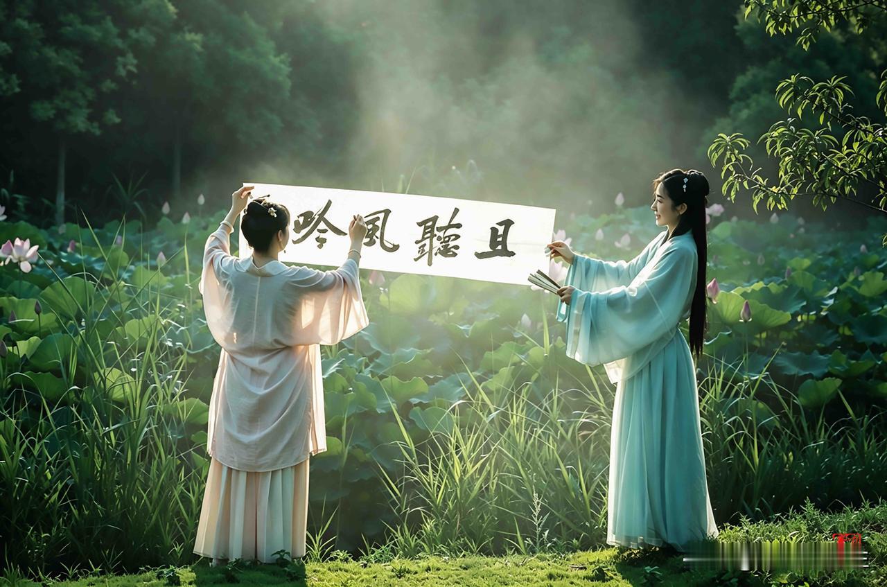 荷塘沐晨光，且听风吟，白衣相逢，偷得浮生半日清闲。

原创作品.禁止盗图