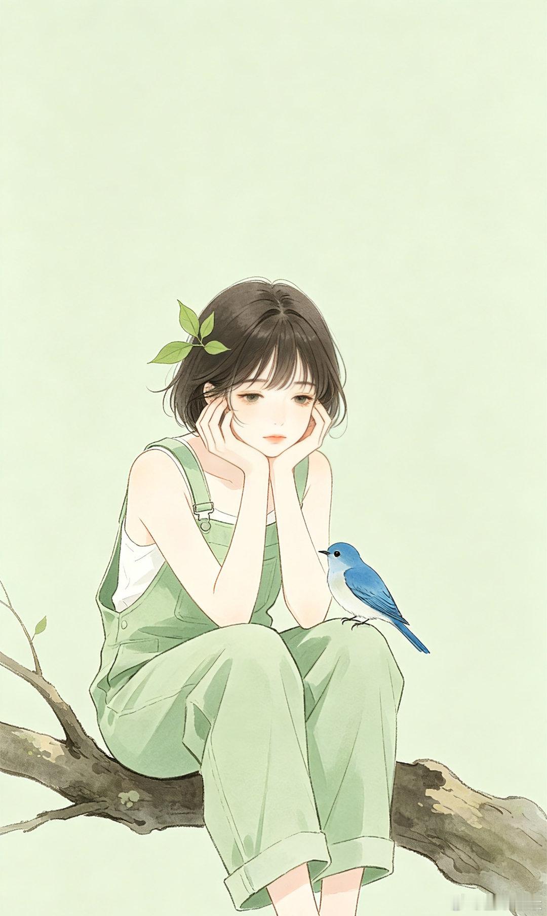 清新淡雅东方女孩插画壁纸 