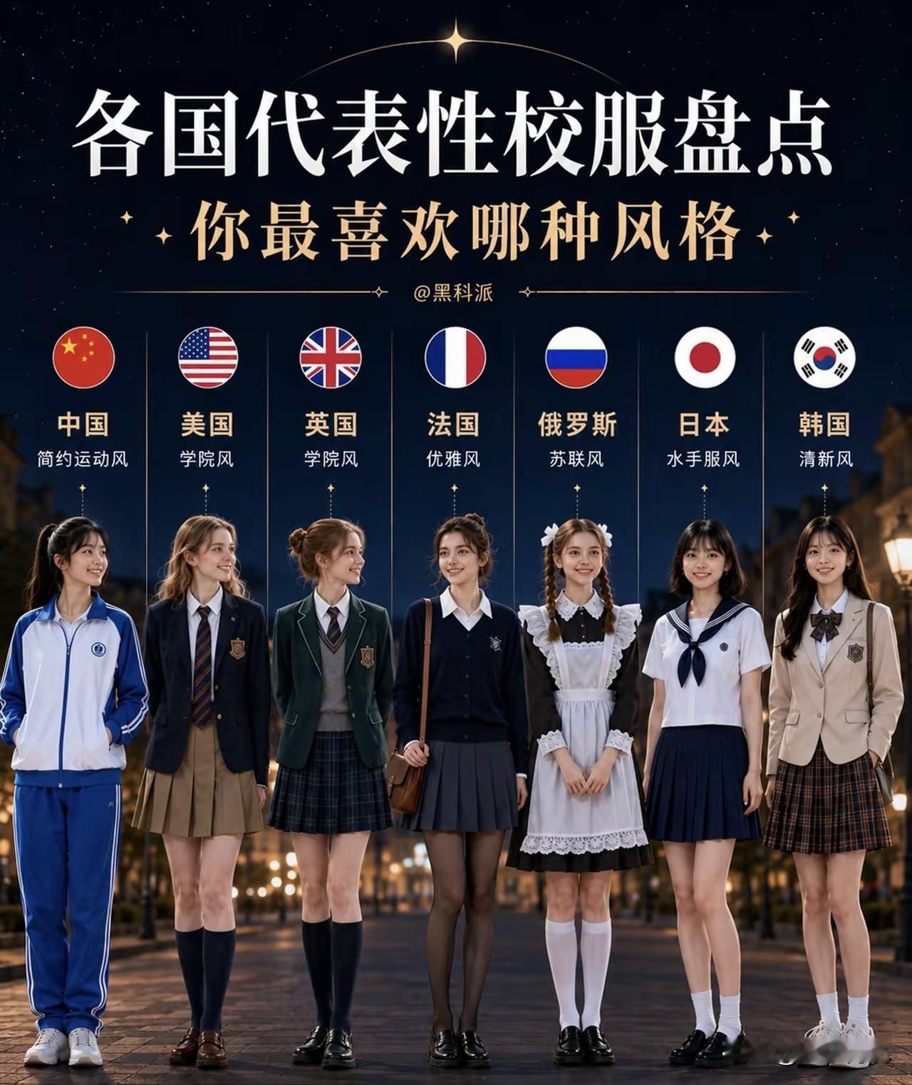 热点观点畅聊会这个图片是各国的学生制服的照片。感觉还是我们的校服好，能体现青春活