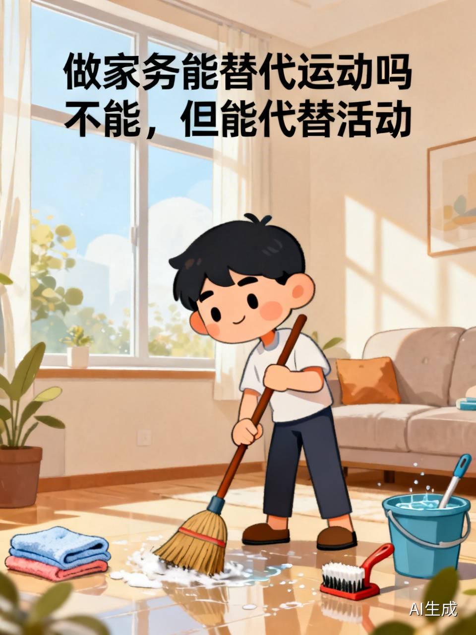 你觉得做家务能替代运动吗不能，但做家务能代替活动，因为做家务，需要不停的动。做家