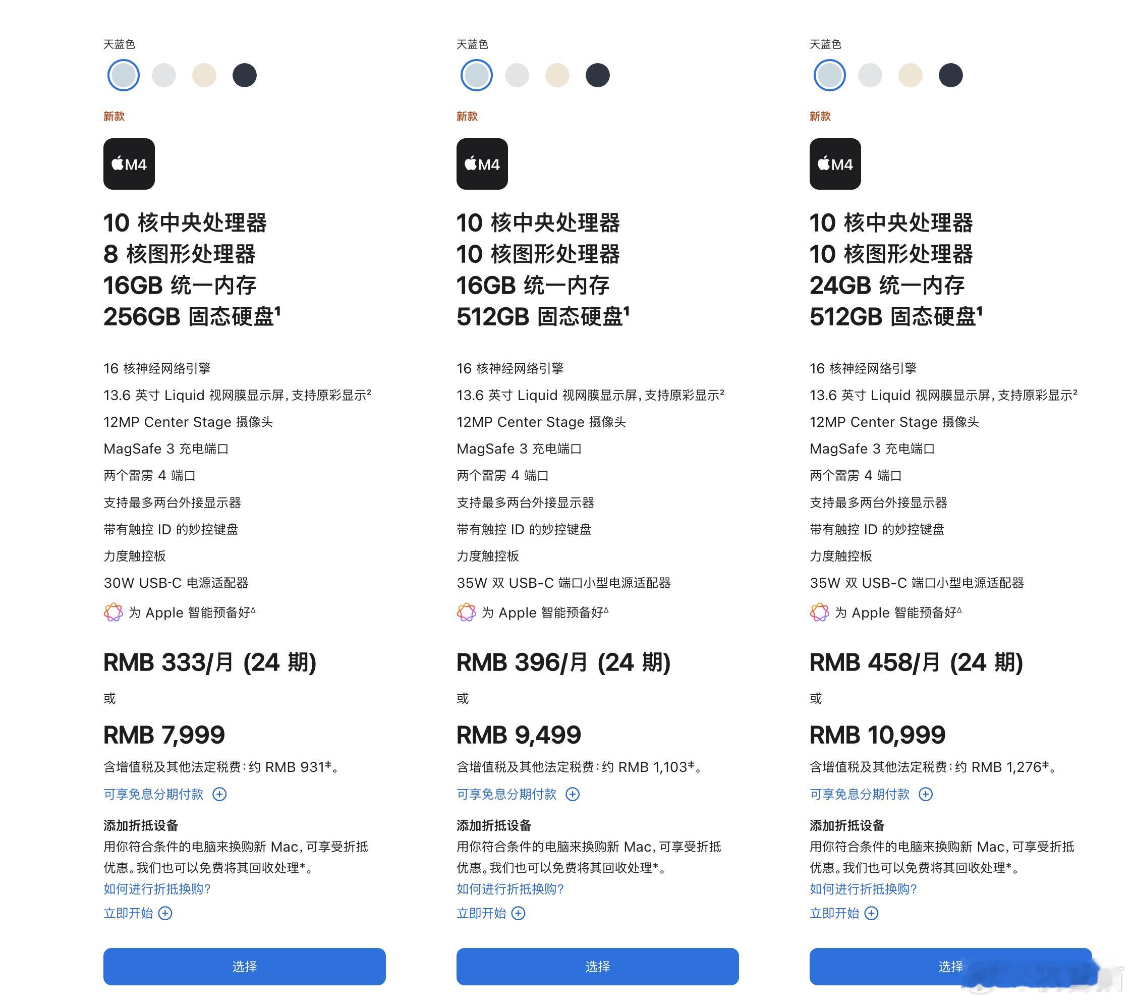 7999元的M4版MacBook Air，享受国补，直接6400然后叠加苹果的教