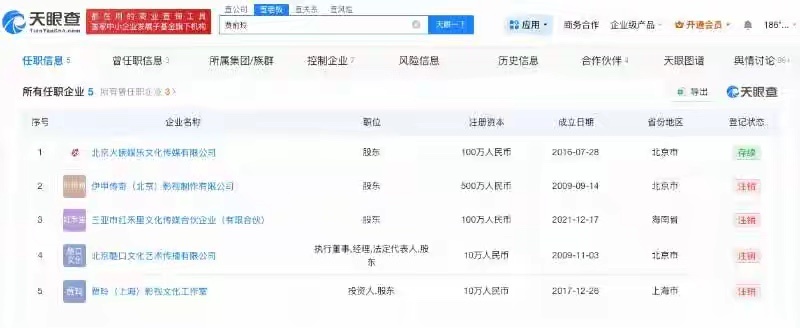 贾玲名下多家企业已注销 贾玲本名贾俞玲 网传贾玲执导的《热辣滚烫》与新片《转念花