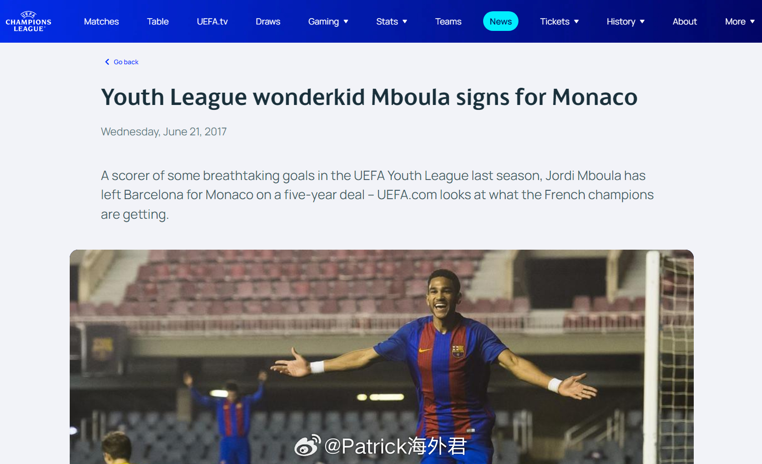 河南外援 姆布拉 拉玛西亚时期数据姆布拉自11岁起就加入了拉玛西亚青训营，一直是