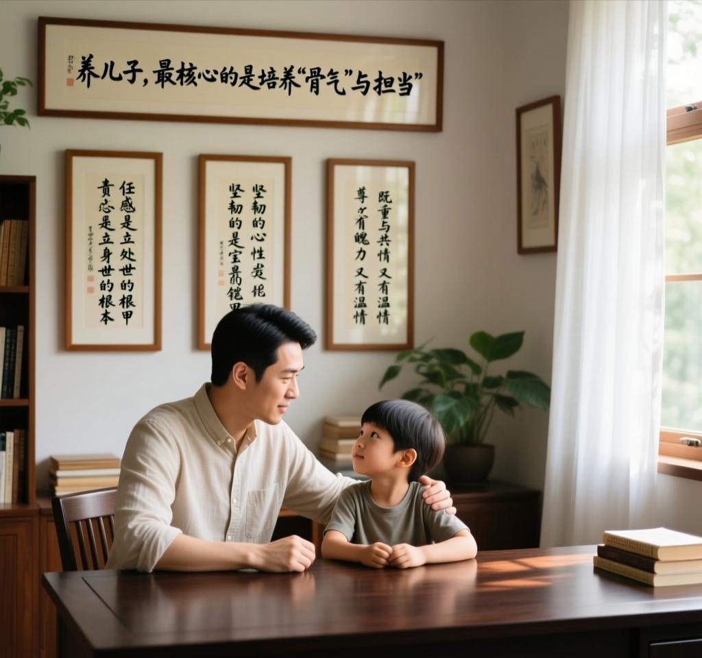 养儿子，最核心的是培养“骨气”与“担当”。
比起物质上的富养，精神的“立得住”更