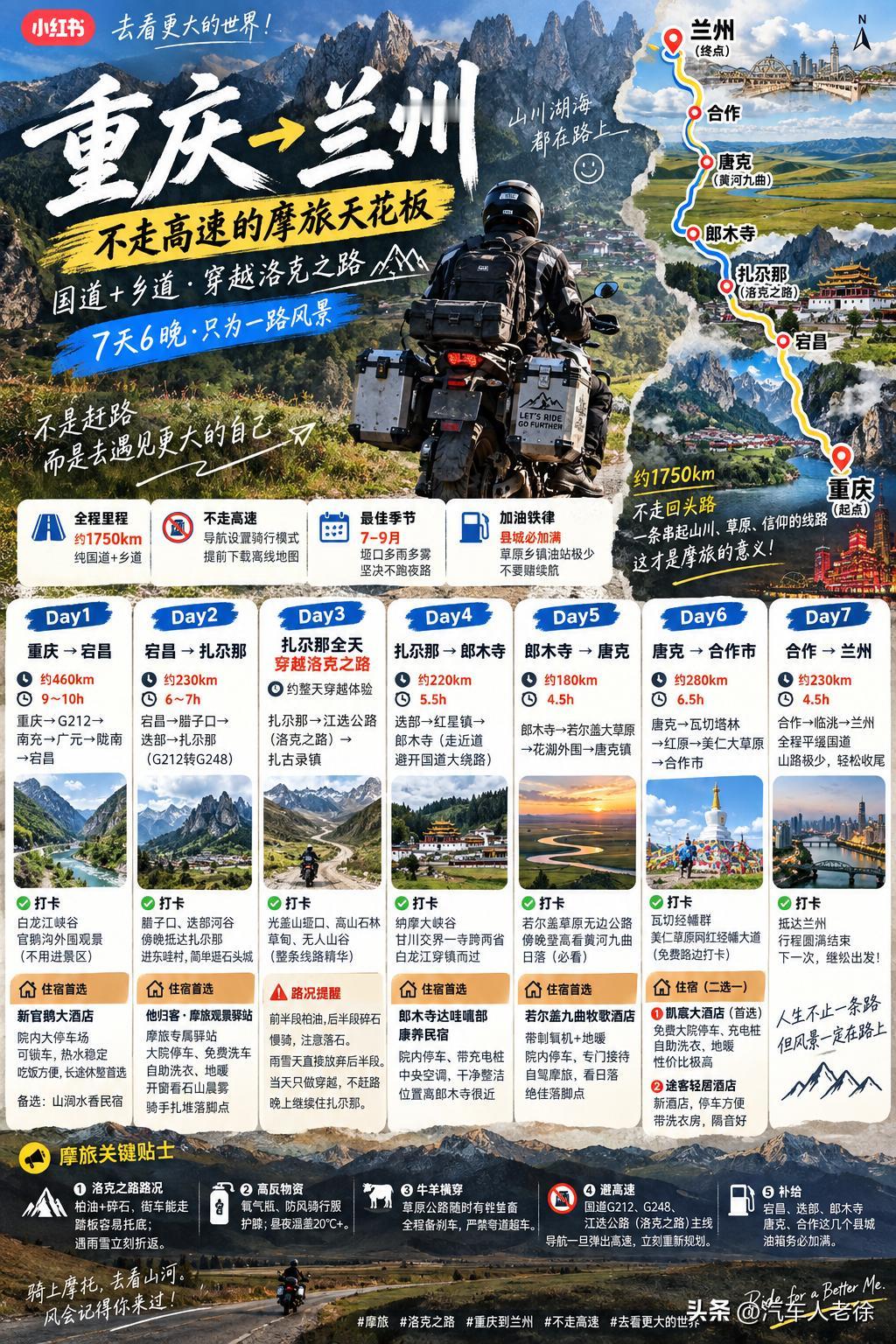一个人怎么打发时间去摩旅吧，攻略路书给你了，就看你的决心和毅力了