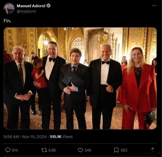 特朗普胜选后与阿根廷总统米莱在海湖庄园的会面，看似非正式，却意义非凡。这一聚会不