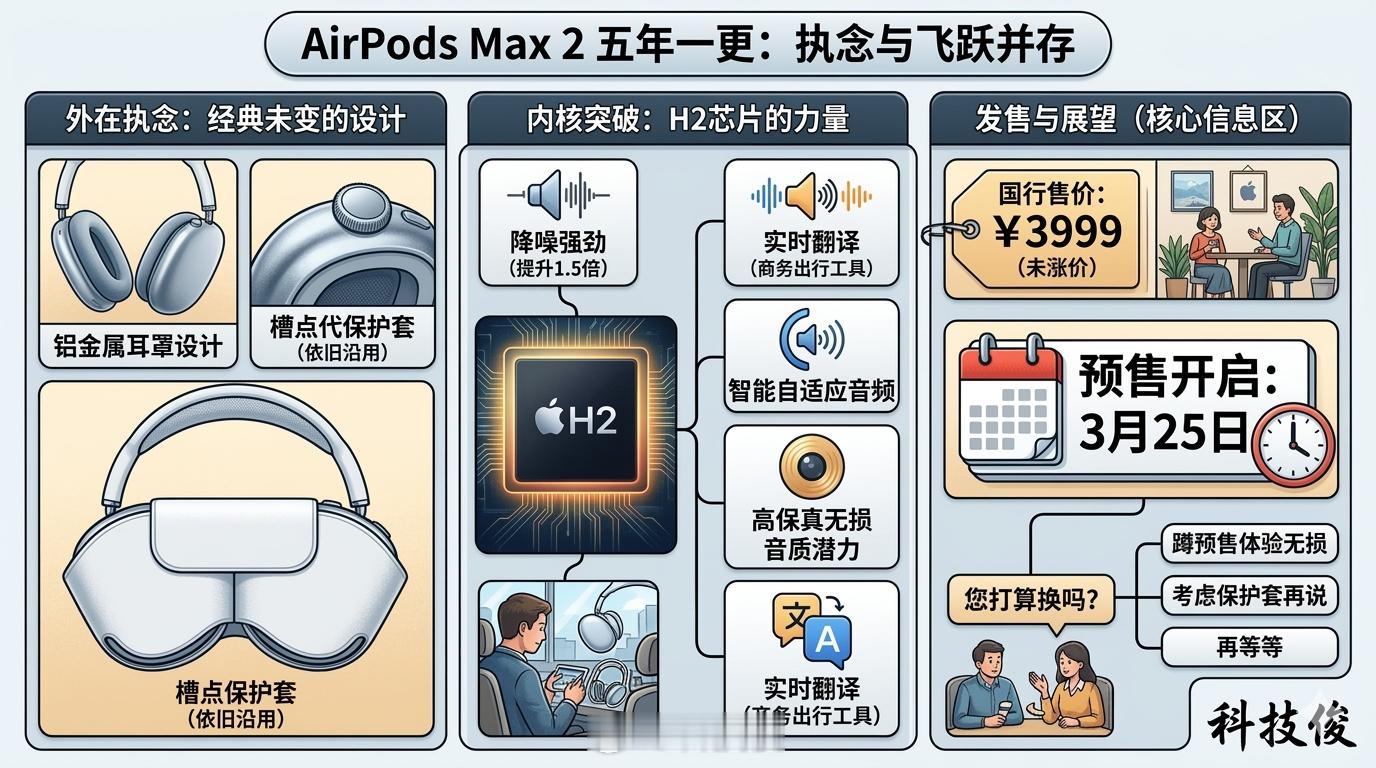 AirPodsMax2发布苹果终于更新这祖宗了，等了五年多可算换上H2芯片，降噪