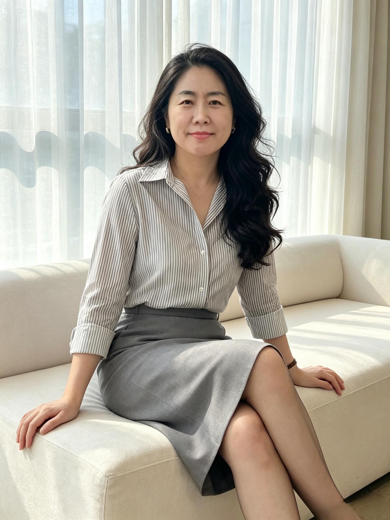 晨光凝静韵，云鬓衬清和。
浅笑藏风雅，温然自婉娥。