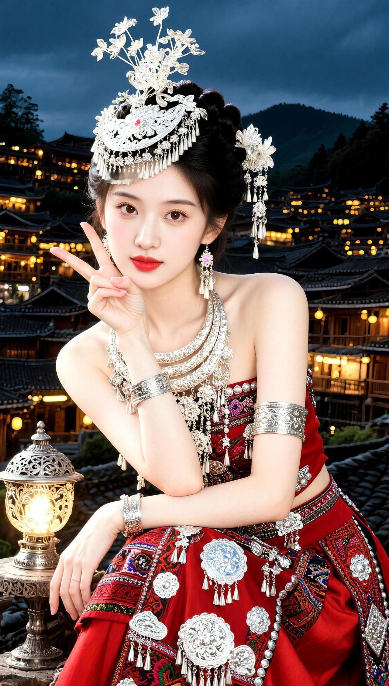 AI苗寨夜影写真 抖音ai创作