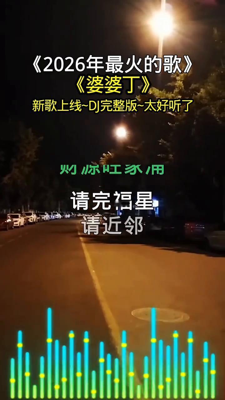 《2026年最火的歌》：《婆婆丁》。
新歌上线，DJ完整版，太好听了。
·《婆婆