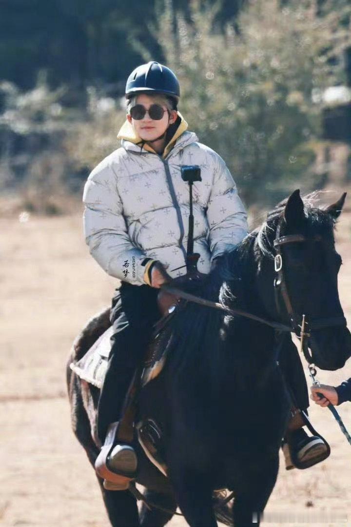 苏醒这张照片算工伤快乐老友记 镜头你是懂“制造欢乐”的！苏醒骑马侧拍本应帅气，结