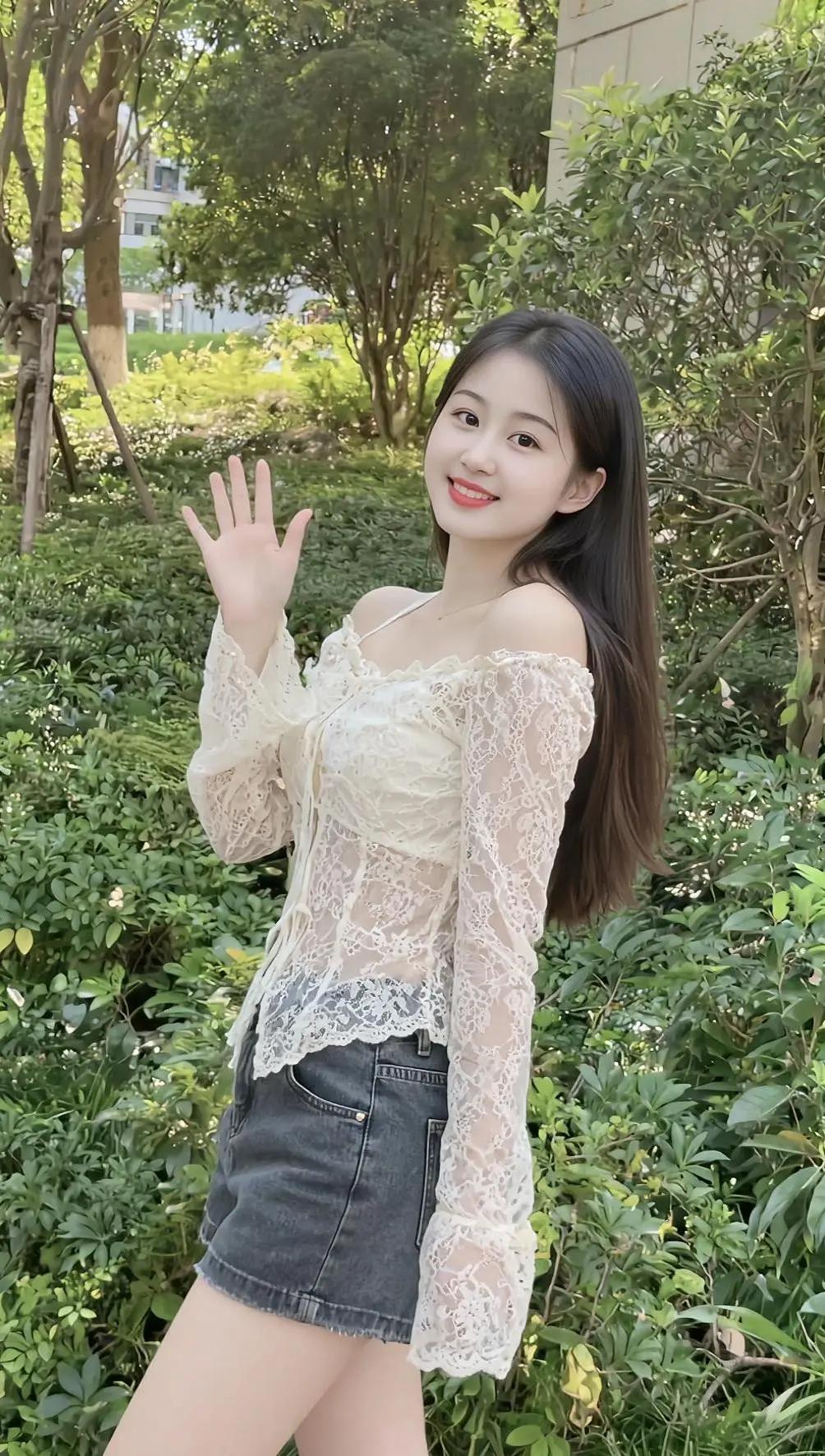 绿树阴中，笑语盈盈。