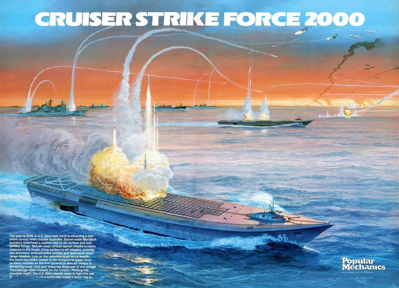 这是一幅 1988年美国《大众机械》杂志刊载的科幻军事插画，名为 “2000 年