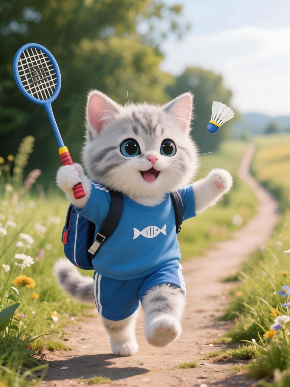 走咯，打球去咯！
给我新买的球拍，一个“见世面”的机会！