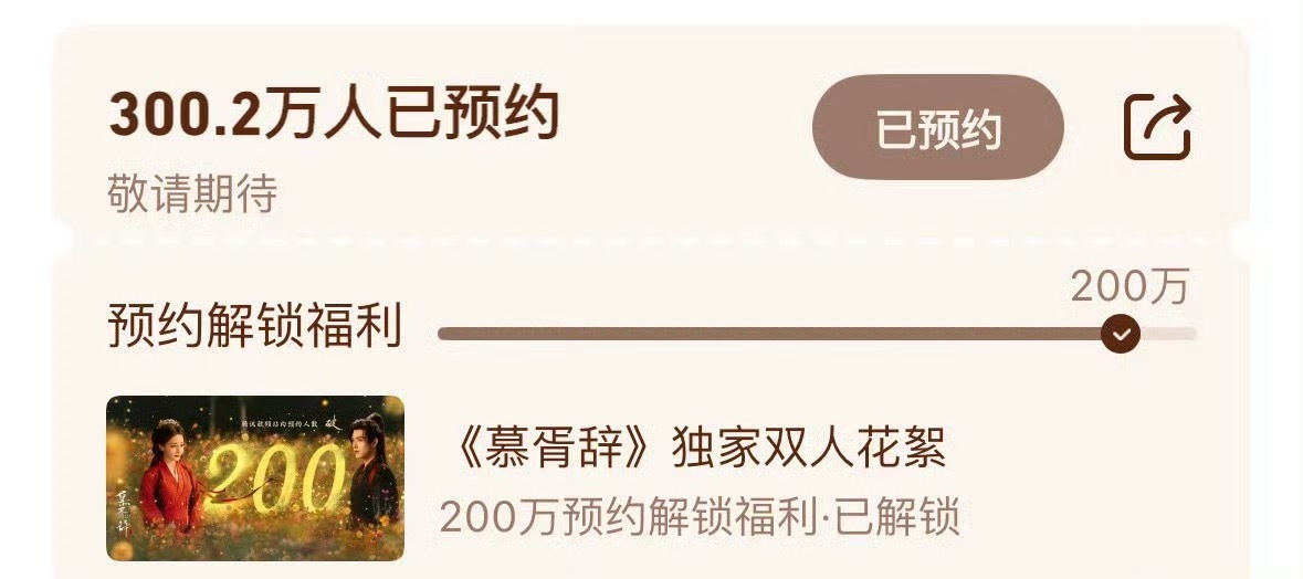 迪丽热巴 陈飞宇《慕胥辞》预约量破300w 