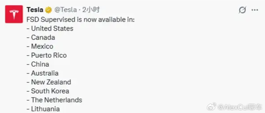 特斯拉监督版FSD入华特斯拉在北美的体验确实是强，国内很多竞品给到的说辞是北美路