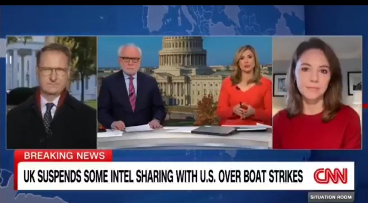 因特朗普总统下令打击运毒船只，英国暂停与美国的部分情报共享。