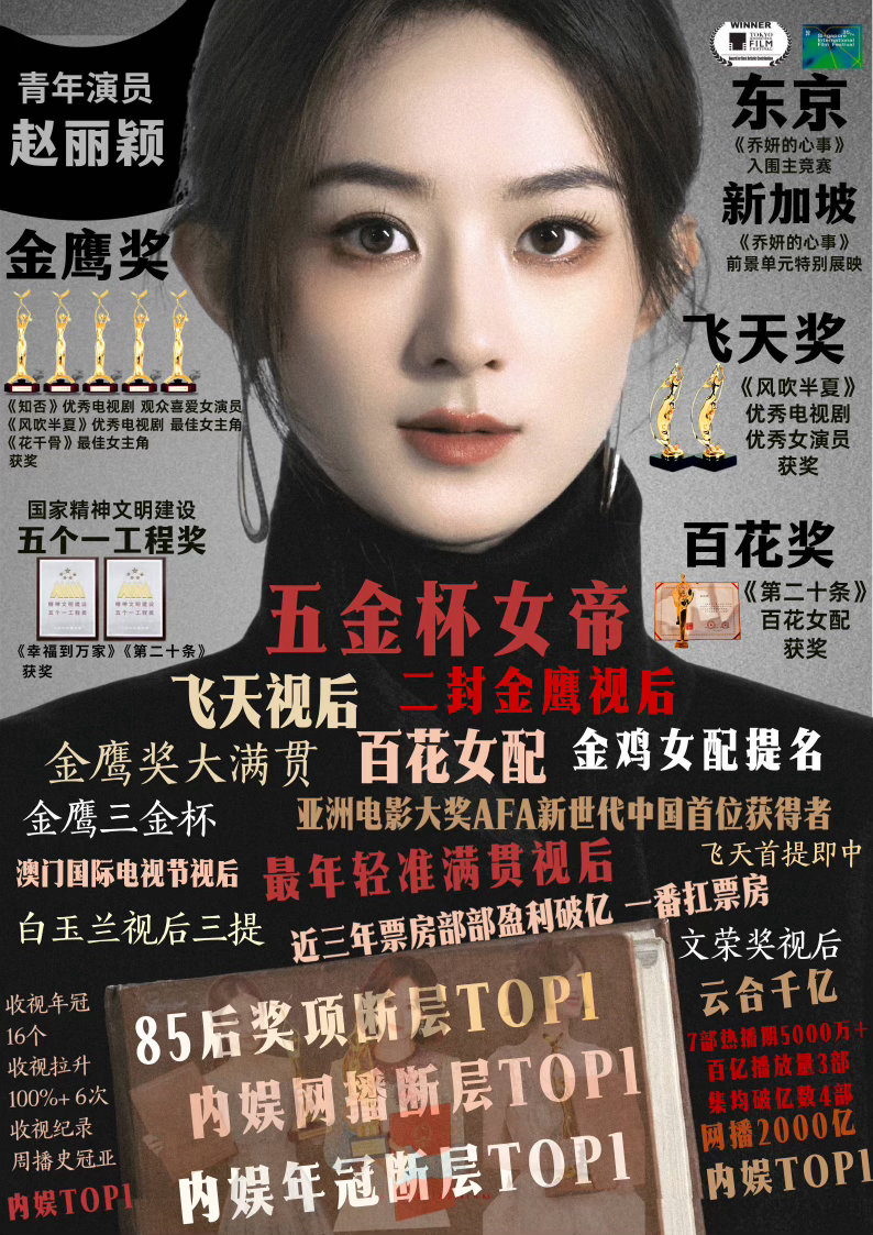 杨紫迪丽热巴赵丽颖三位主流视后别蹭五金杯女帝 