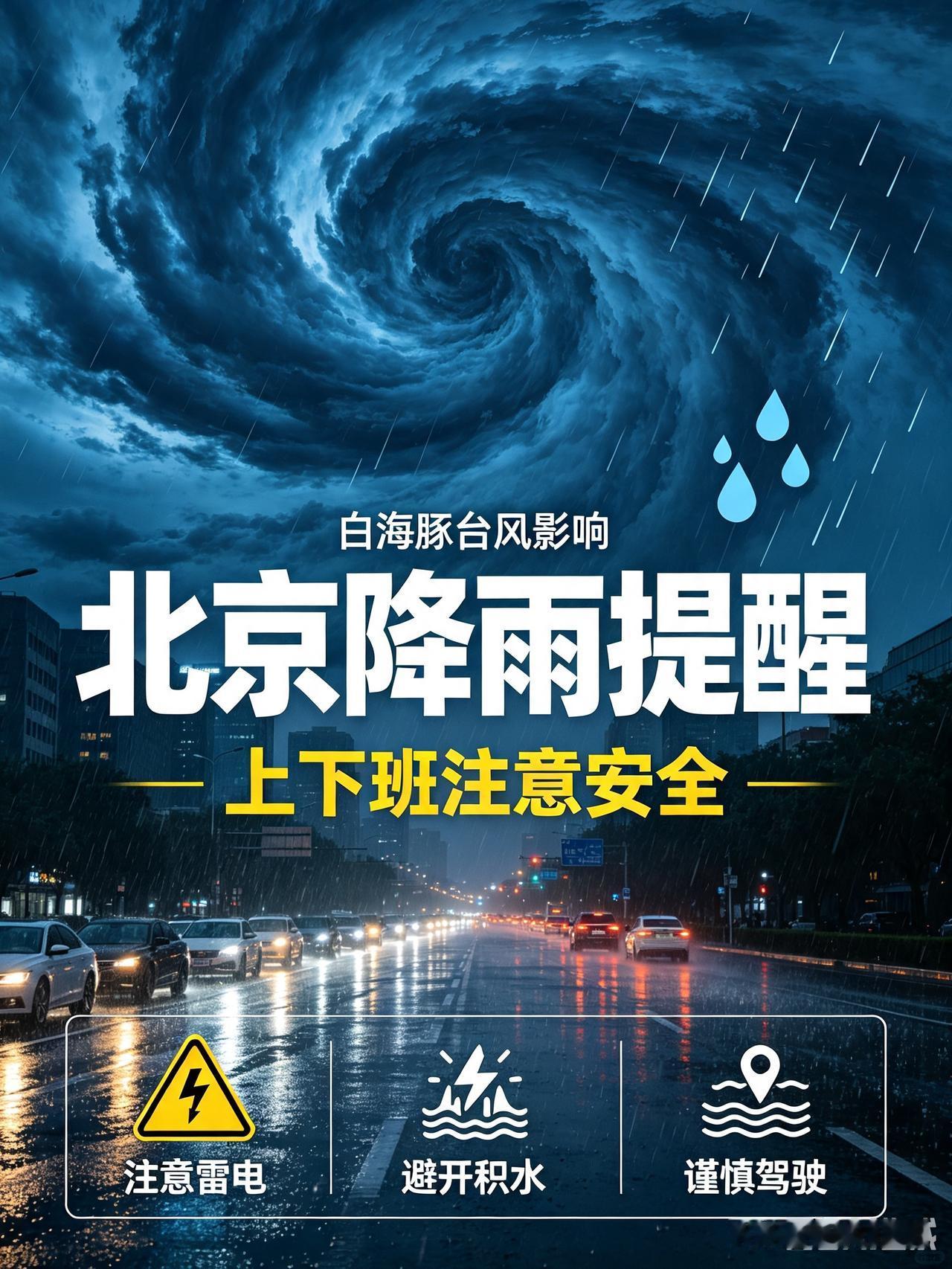 受白海豚的影响，北京这几天也有大暴雨呢！微信群领导又发了一大堆文字，要防水防涝，