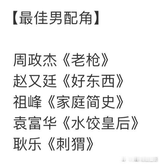 周政杰耿晓军提名金鸡奖最佳男配   哇塞，真的是厉害了呀，看到周政杰耿晓军提名金