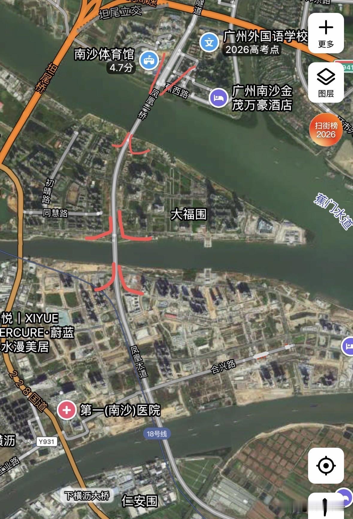 电鸡连接蕉门和横沥地铁站！

凤凰大桥的非机动车道坡度桥开始施工了，先动工的是凤