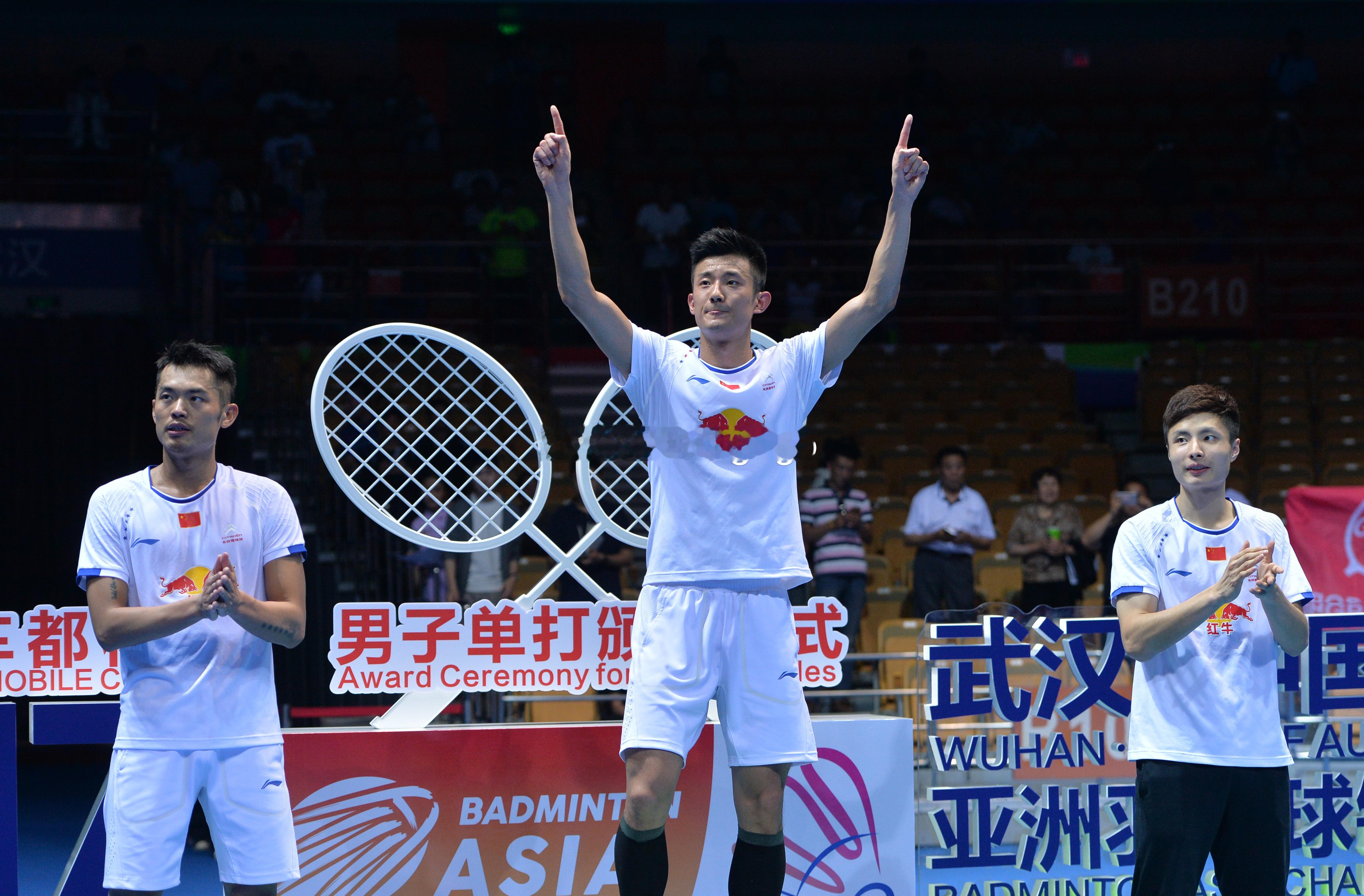 中国羽毛球队 2017年亚锦赛领奖台上的林丹、谌龙、石宇奇，如今都有了亚锦赛冠军