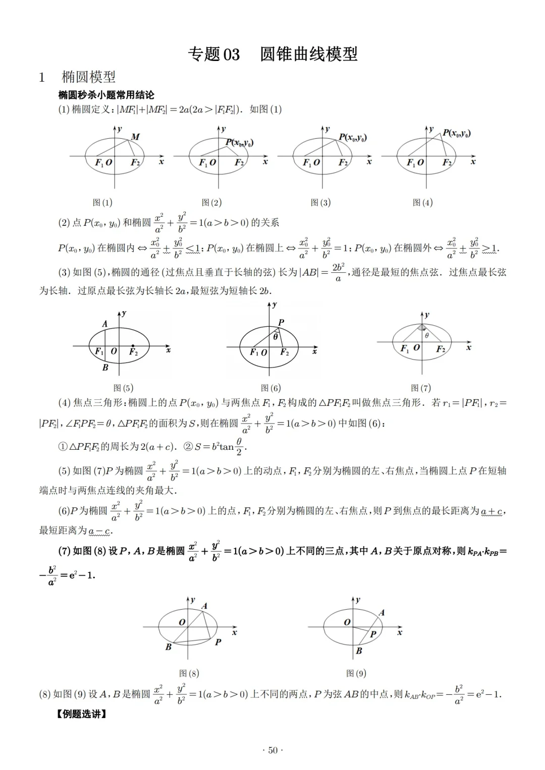 圆锥曲线小题模型秒杀❗️