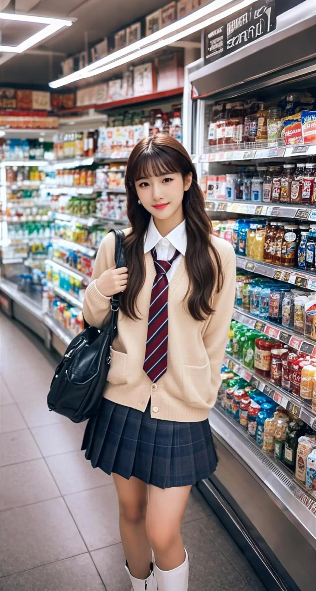 AI扩图 AI校园风少女