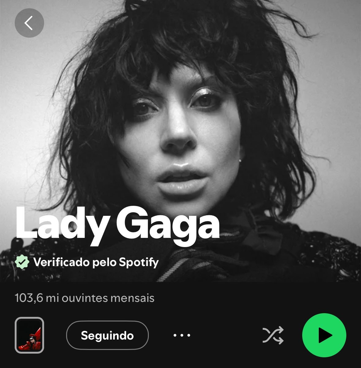 Lady Gaga获得了Spotify的认证徽章，该徽章授予那些在音乐中不使用人