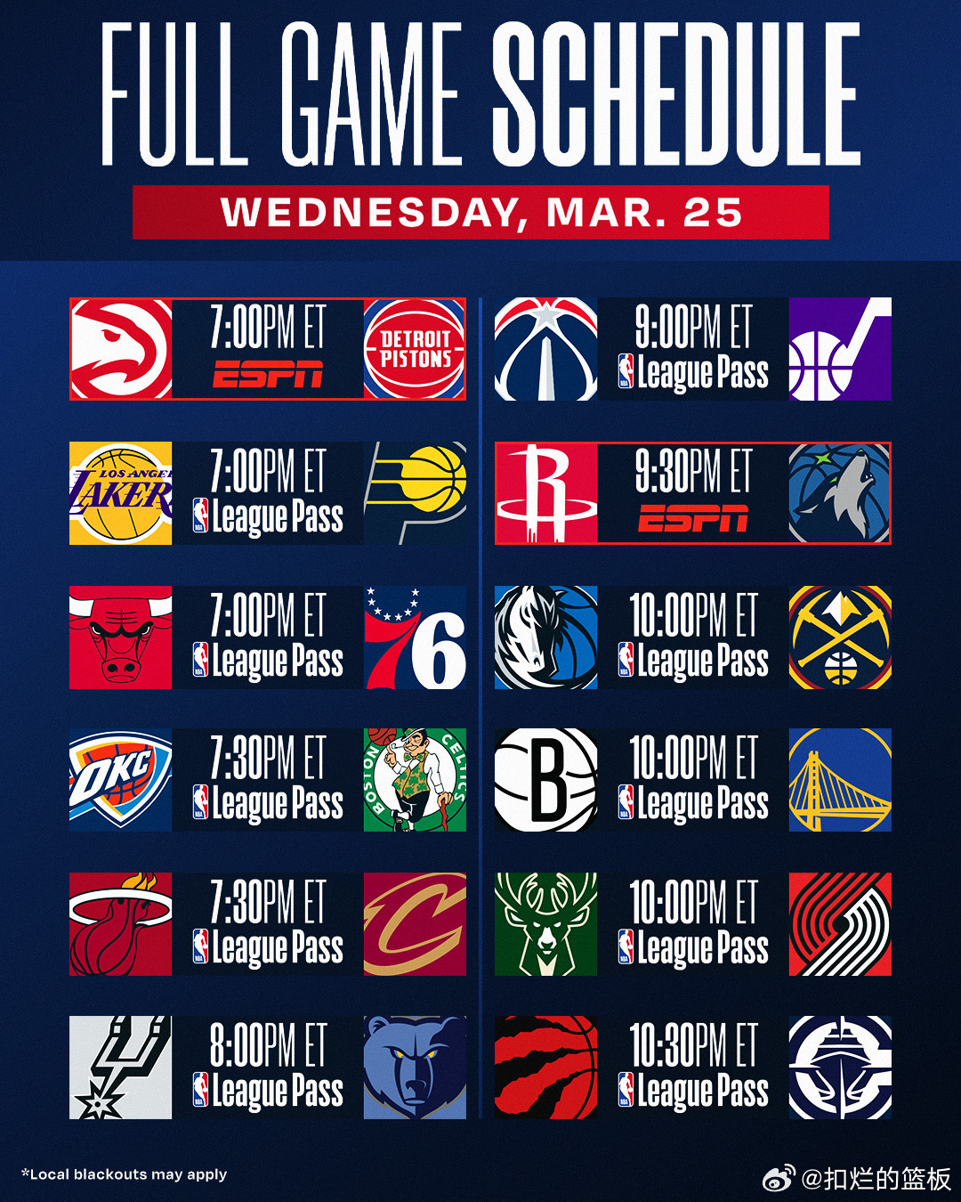 nba今日赛程！多场热门比赛！不要错过！👀回放：网页链接07：00 湖人vs步