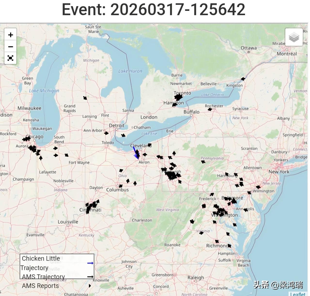 突发新闻：2026年3月17日，在俄亥俄州和宾夕法尼亚州上空发生了一次真实的流星