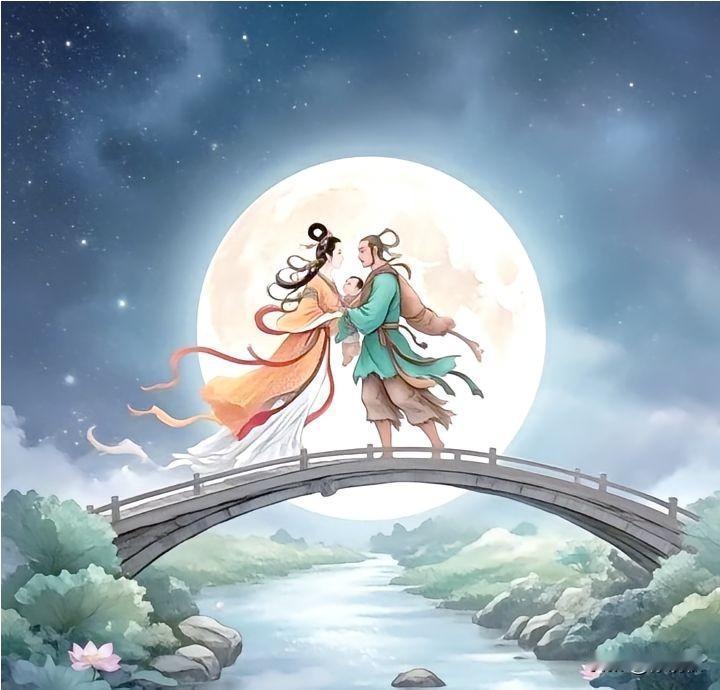 牛郎织女银河会，
天上人间鹊桥逢。
莫道今宵欢聚短，
天涯海角共此情。