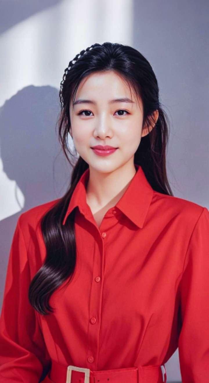 AI扩图 AI红衫佳人