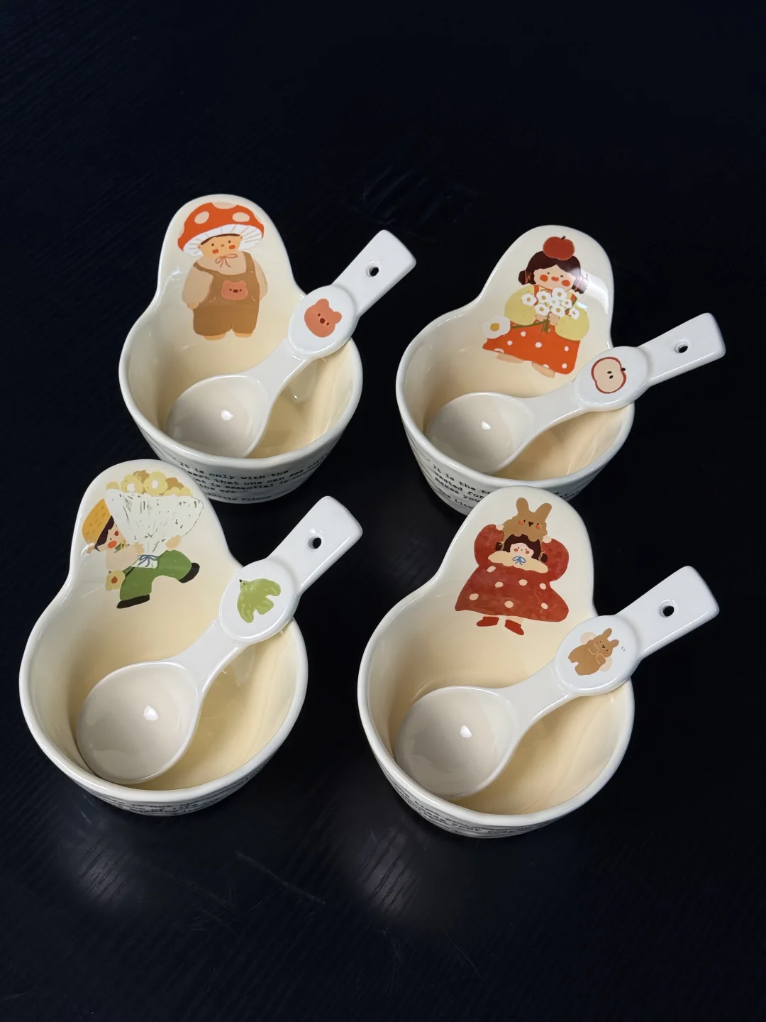 一家四口专属亲子碗✨软萌卡通陶瓷手把碗