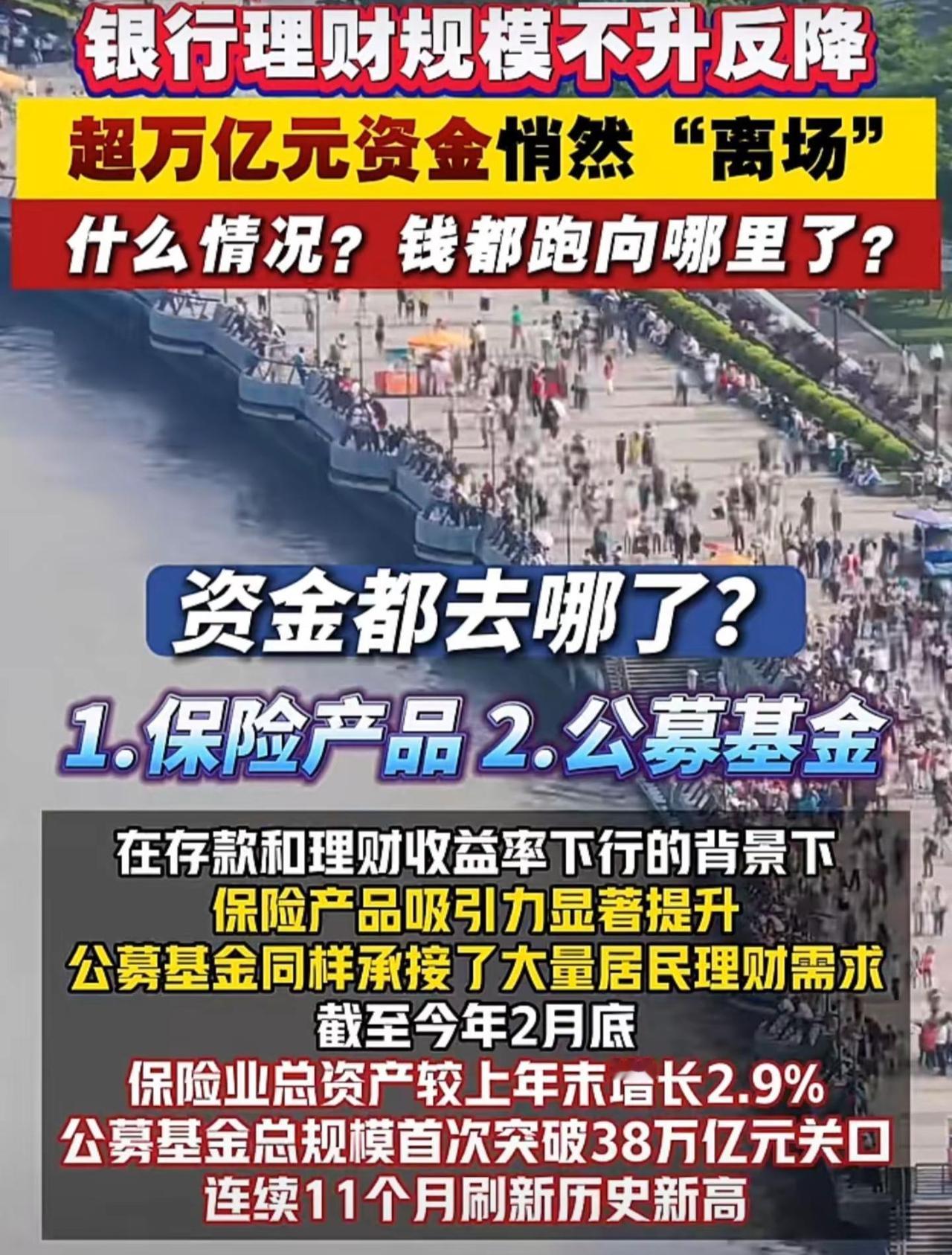 💐 银行理财规模不升反降，超万亿元资金悄然“离场”，什么情况？钱都跑向哪里了？