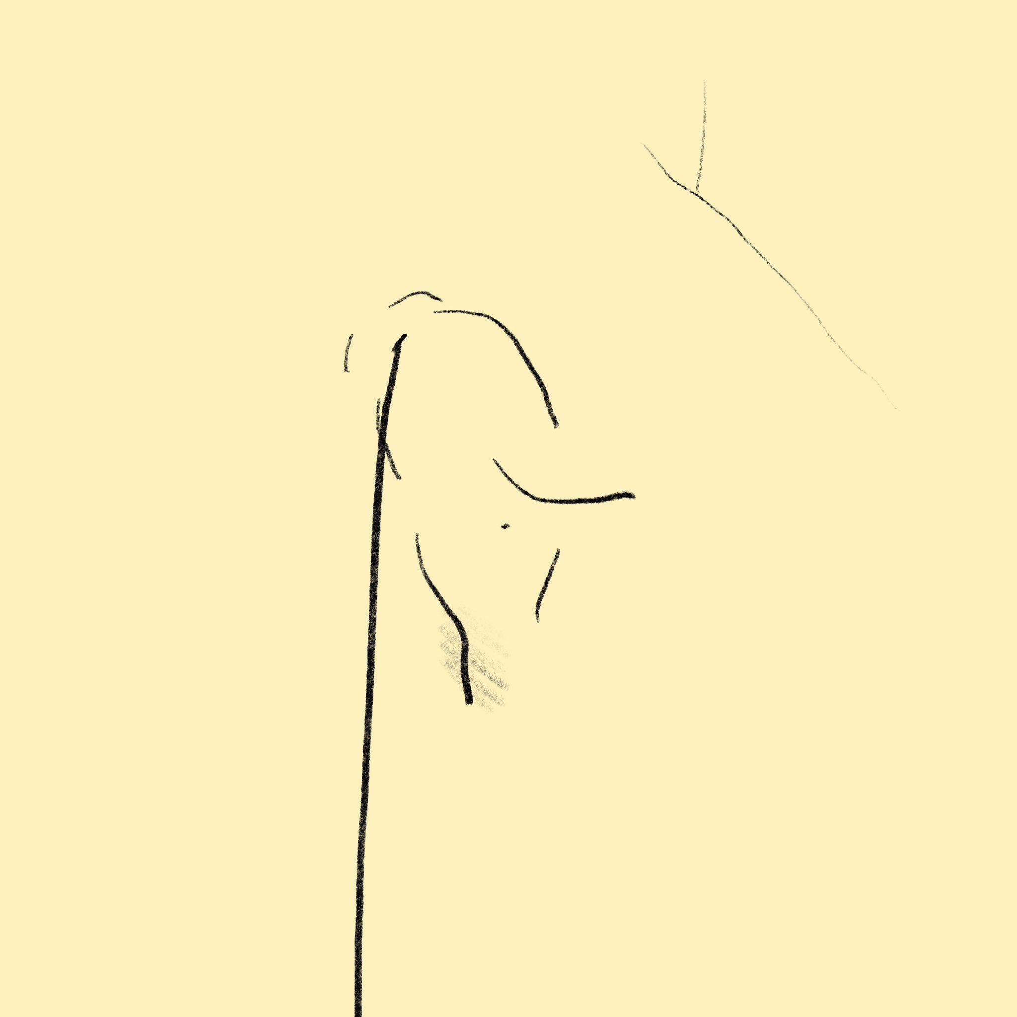 素描作品《走在前面的狗》 