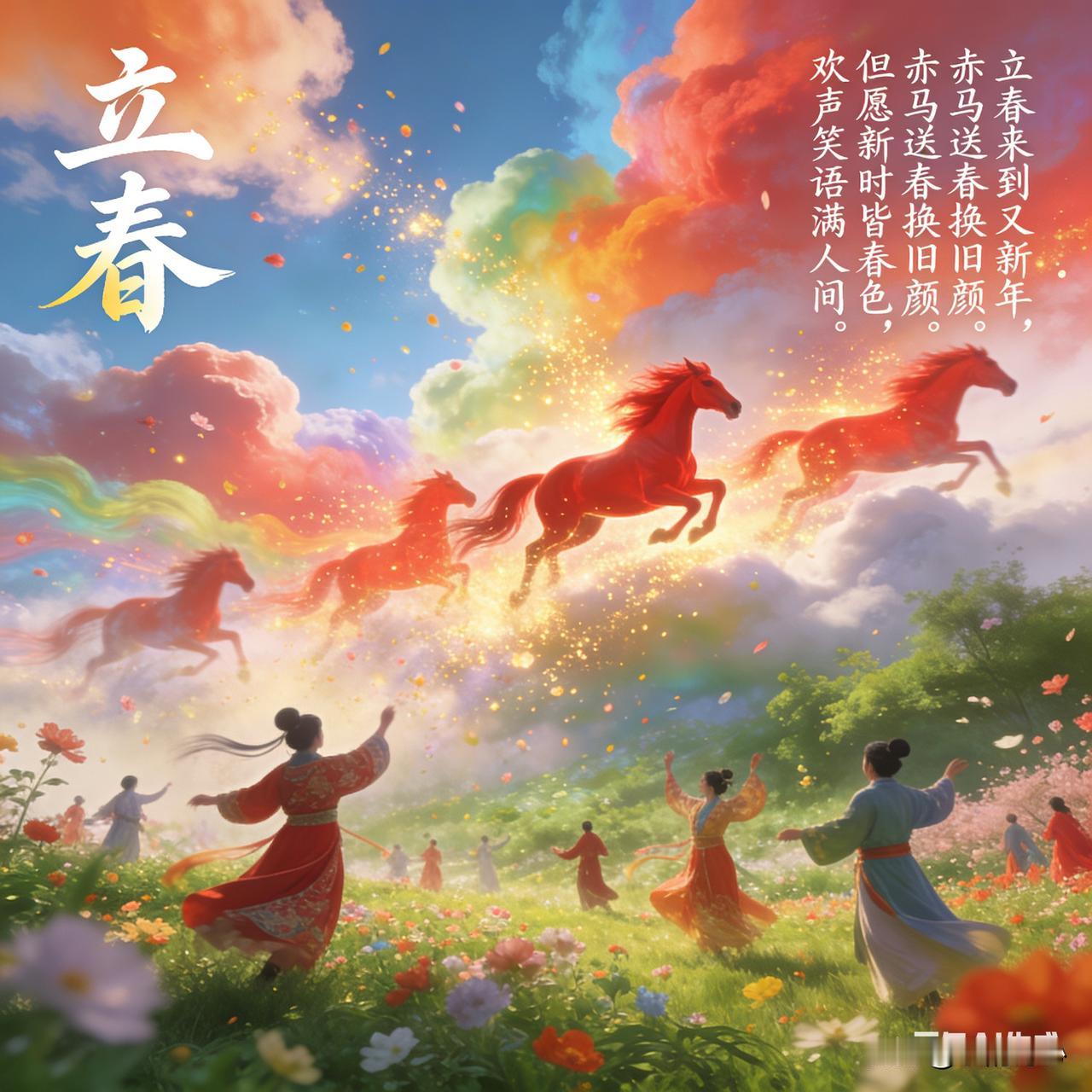 《立春》乐韵诗心原创诗词:
立春来到又新年，
赤马送春换旧颜。
但愿新时皆春色，