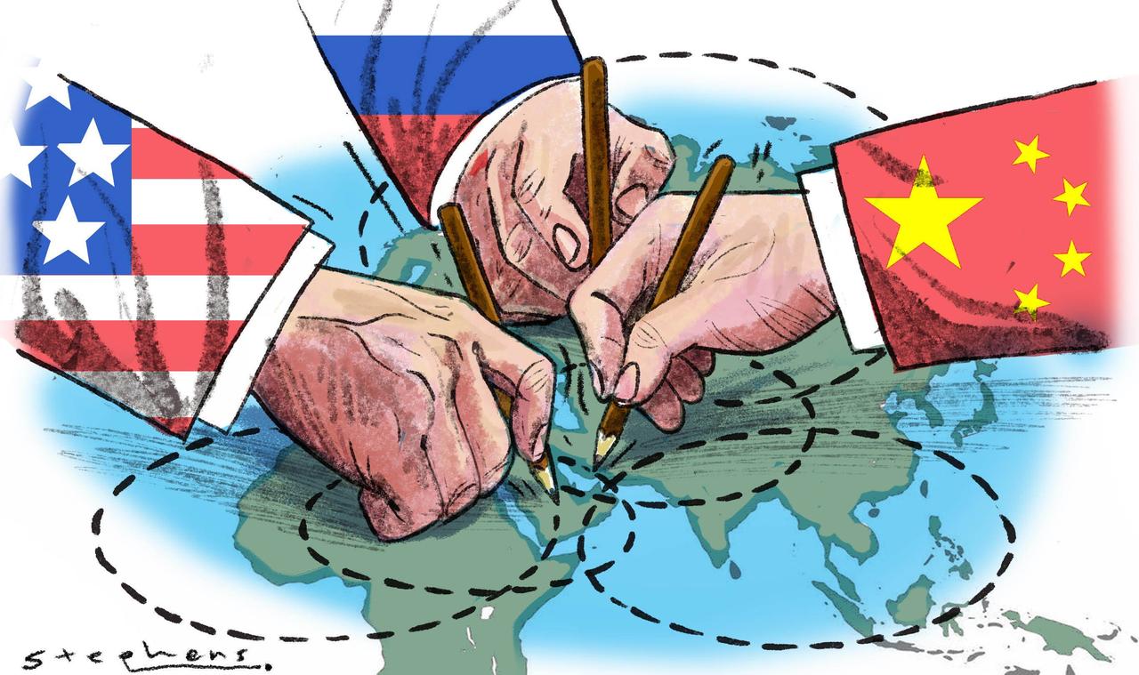 当前的局势看起来乱，但是有一个共通点：
中美俄这三个点，都在整合周围的小国。尽管