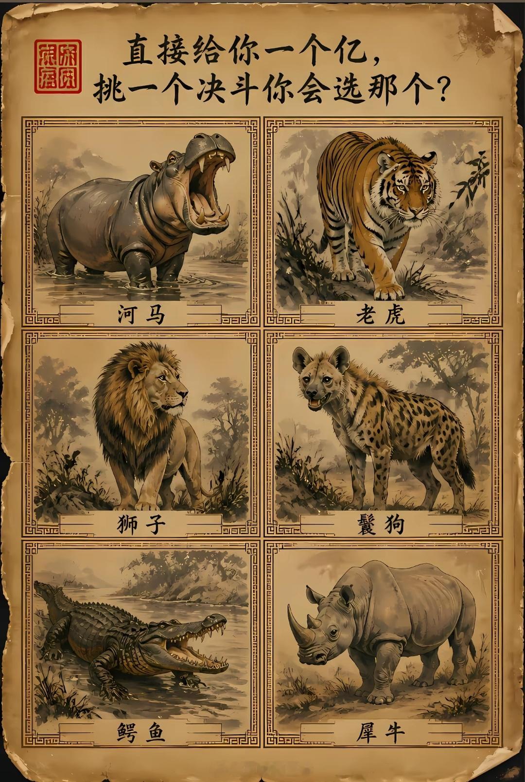 给你一个亿挑一个决斗，你会选哪个？